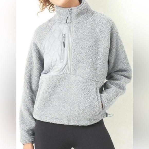 JoyLab Sherpa 1/2 Zip Pullover Sweatshirt/ Fleece Jacket Dark Gray Size Medium - Picture 8 of 8